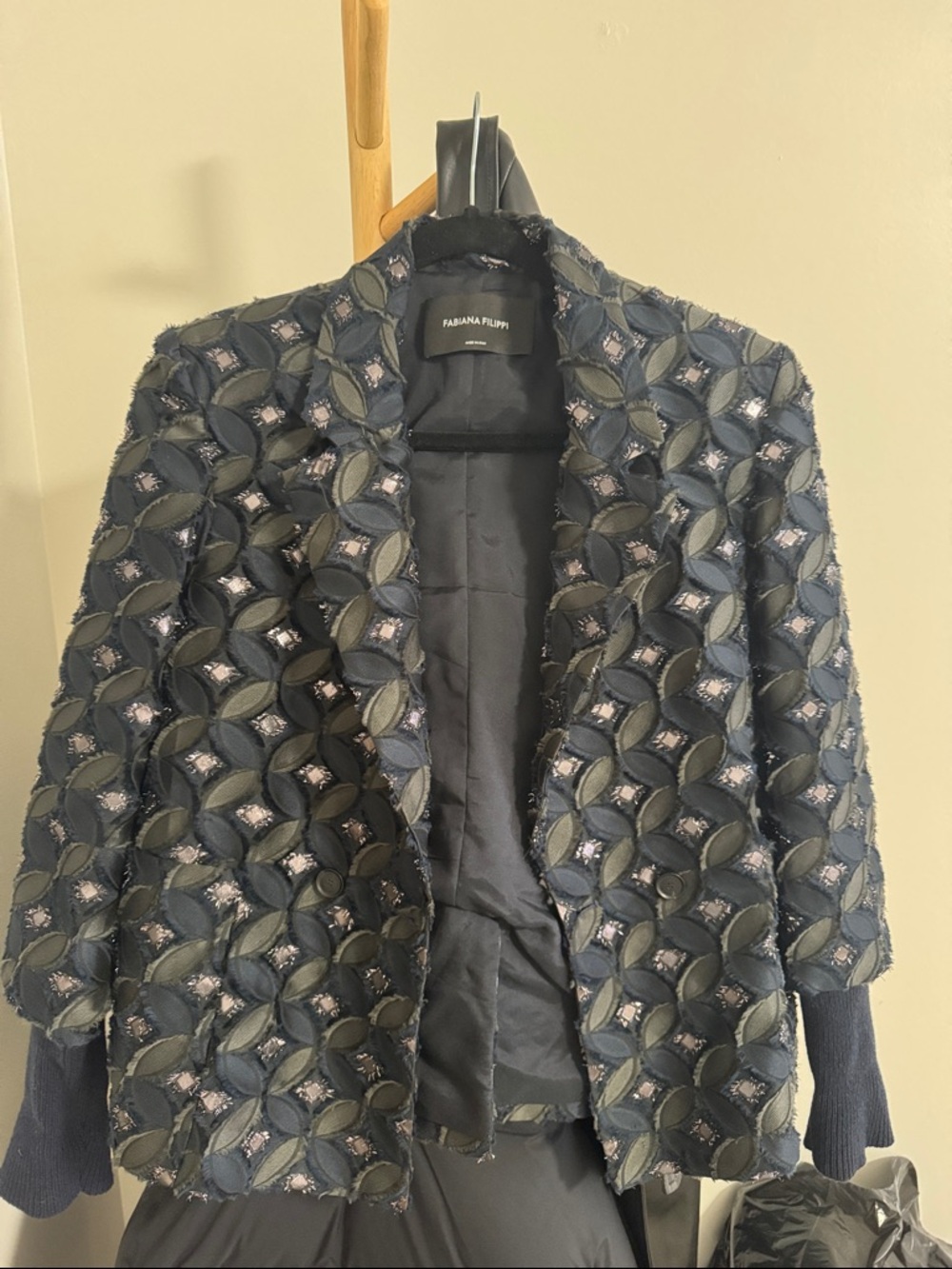 Fabiana Filippi Navy Embellished Open Blazer